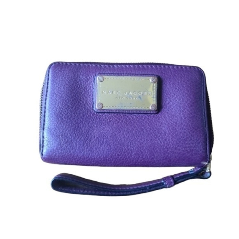 Marc Jacobs purple leather wallet wristlet